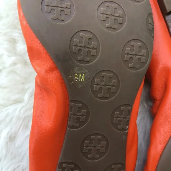 Tory Burch Brazen Burnt Orange Reese Mestico Leather Tasseled Ballet Flats - Picture 10 of 11
